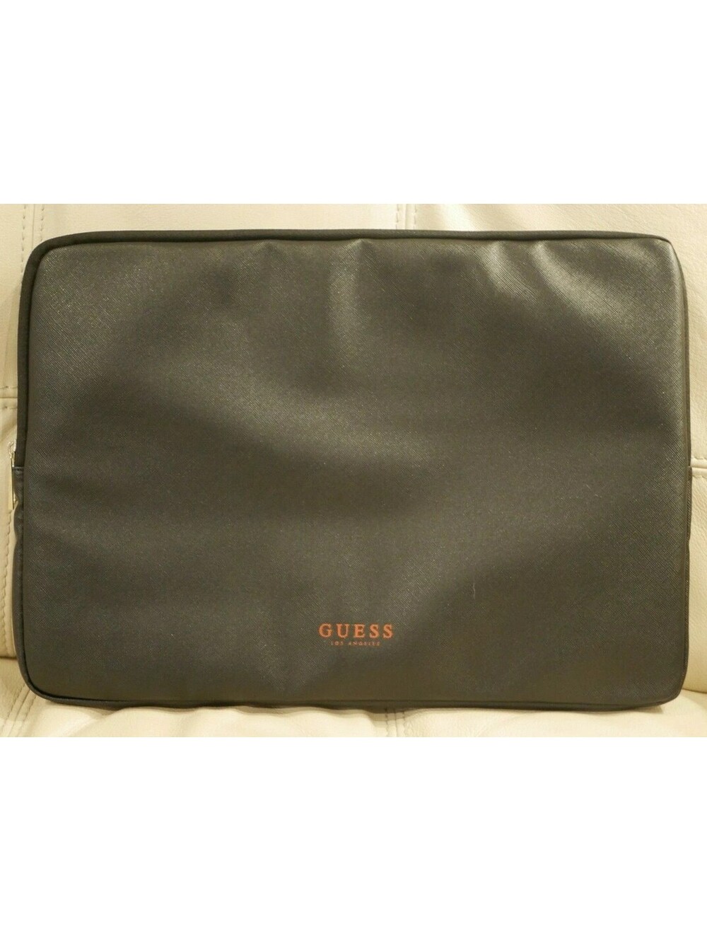 GUESS 15" LAPTOP TABLET CASE ZIPPER BAG VINYL CANVAS BLACK